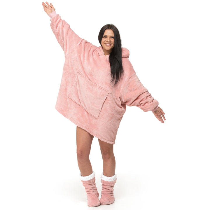 Plain Blush Hoodie Blanket