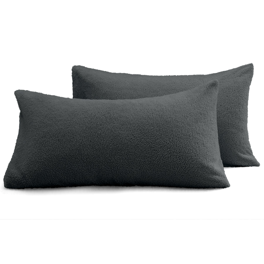 Charcoal Teddy Pillowcase Pair