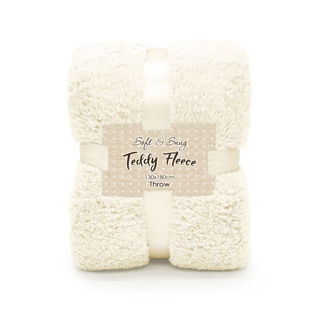 Cream Teddy Sherpa Throw