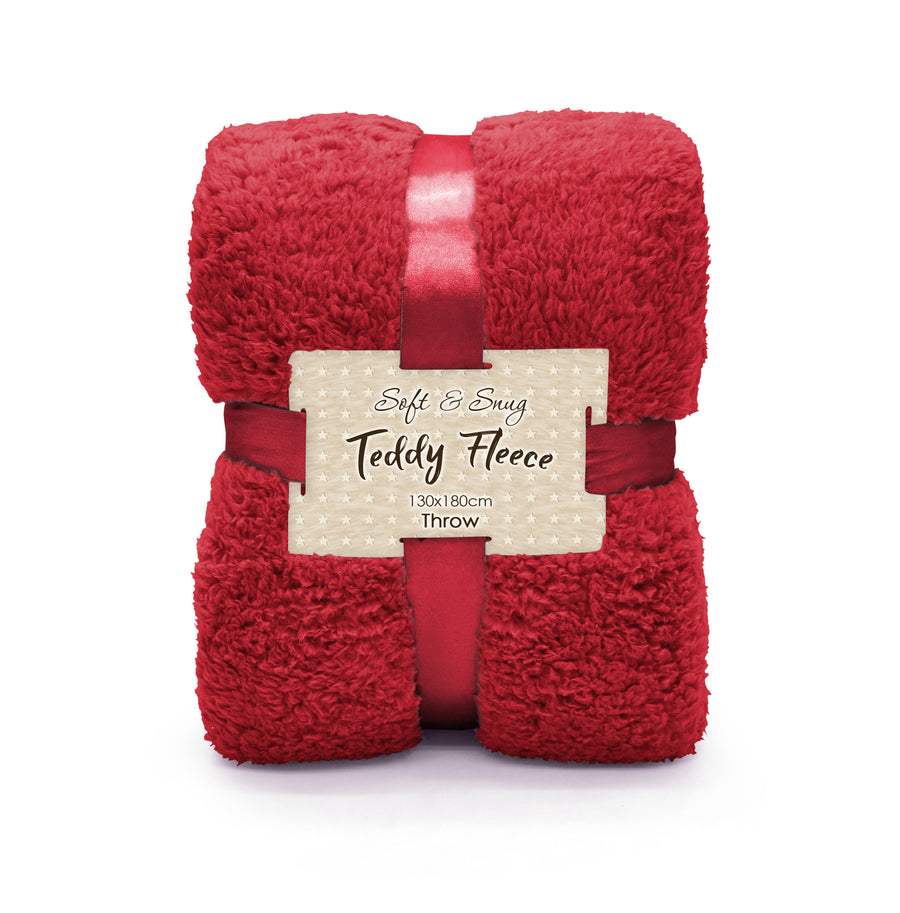 Red Sherpa Fleece Throw
