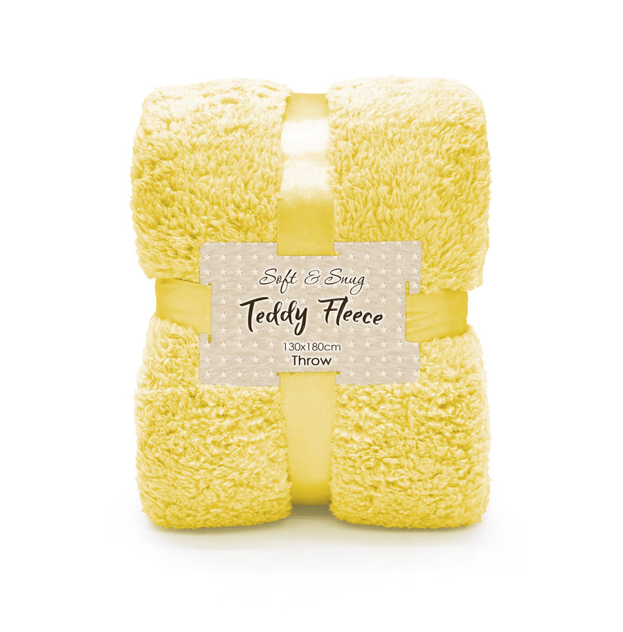 Yellow Teddy Sherpa Throw