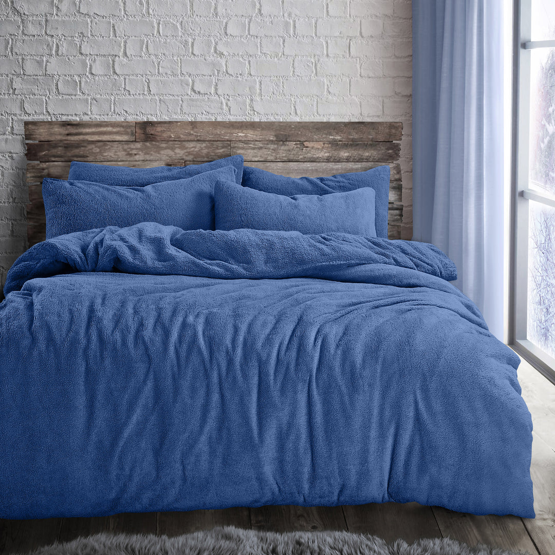 French Blue Teddy Duvet Cover Set