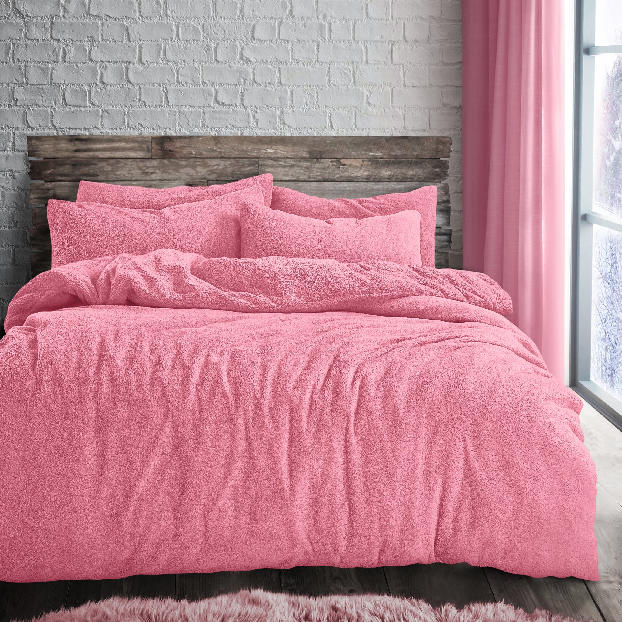 Pink Teddy Fleece Duvet Set Teddy Bedding