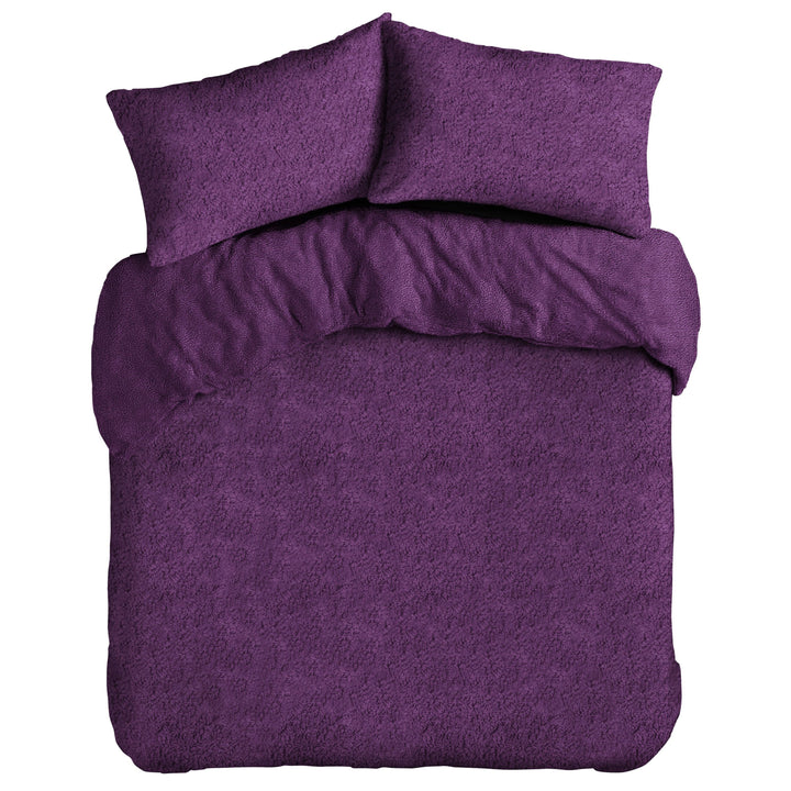 Purple Teddy Duvet Cover & Pillowcase Set