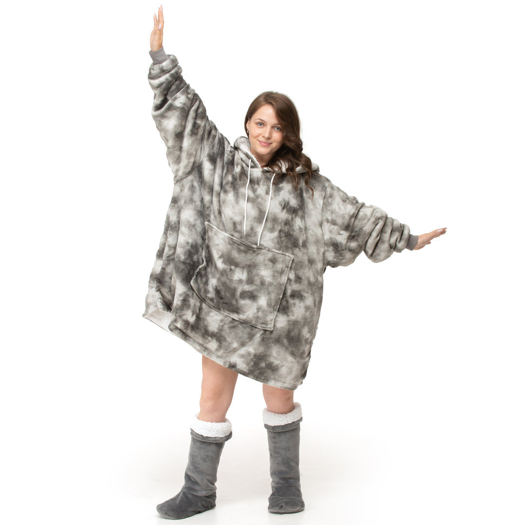 Grey Tie Dye Hoodie Blanket