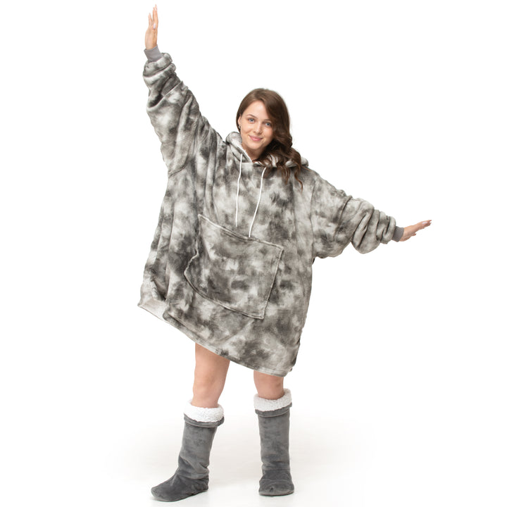 Grey Tie Dye Hoodie Blanket