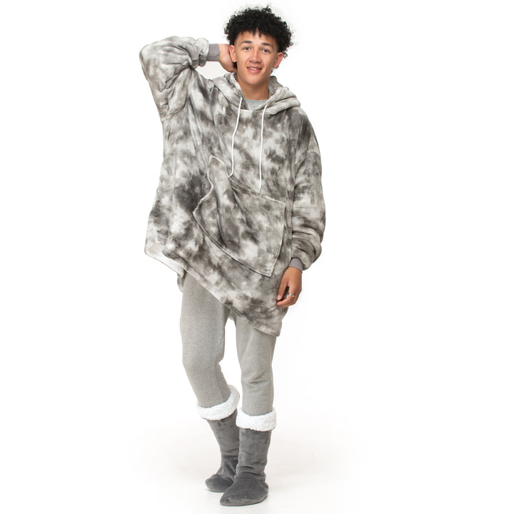 Grey Tie Dye Hoodie Blanket