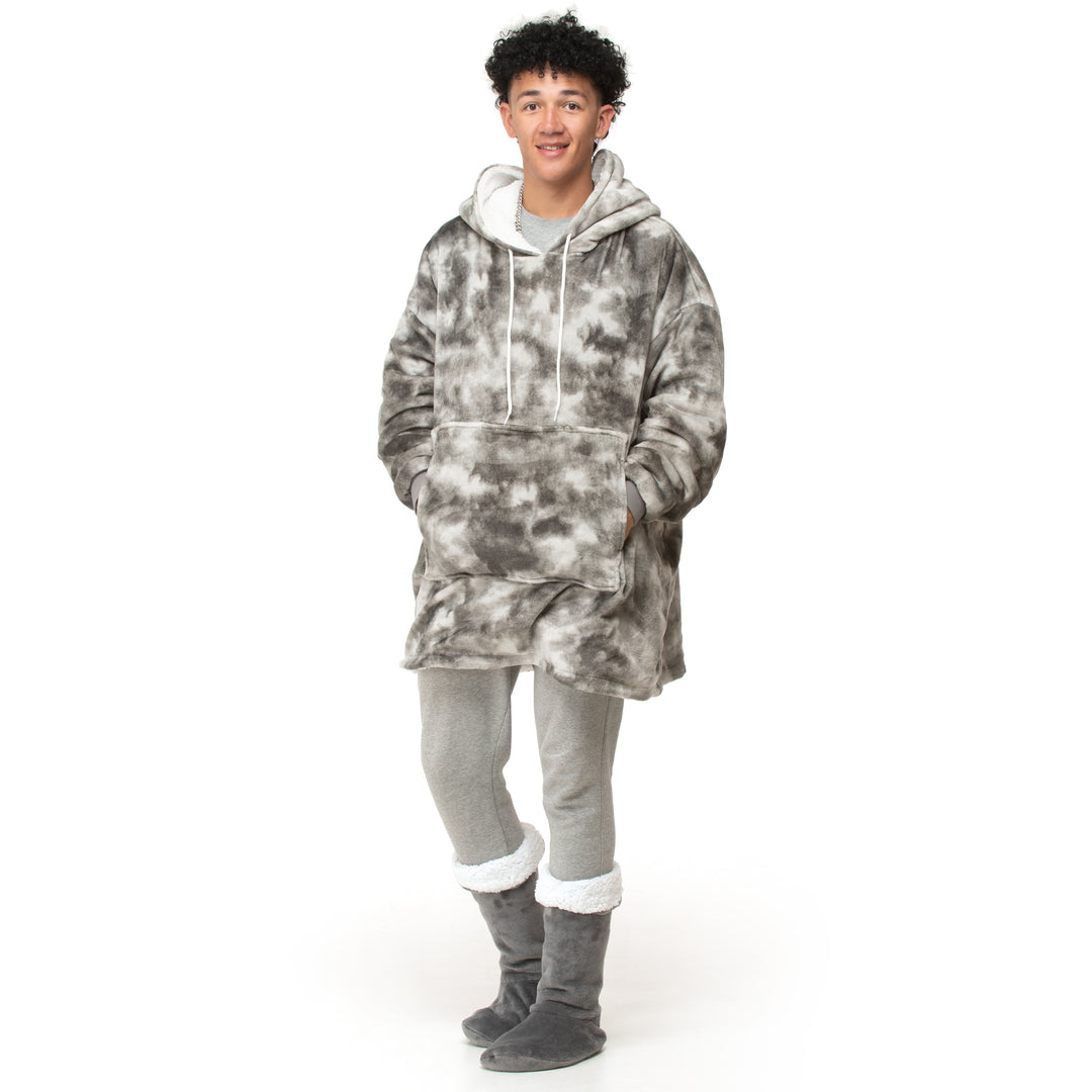 Grey Tie Dye Hoodie Blanket