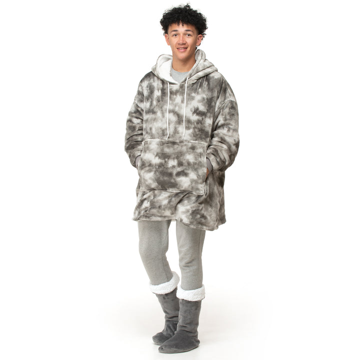 Grey Tie Dye Hoodie Blanket