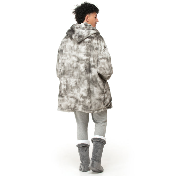Grey Tie Dye Hoodie Blanket